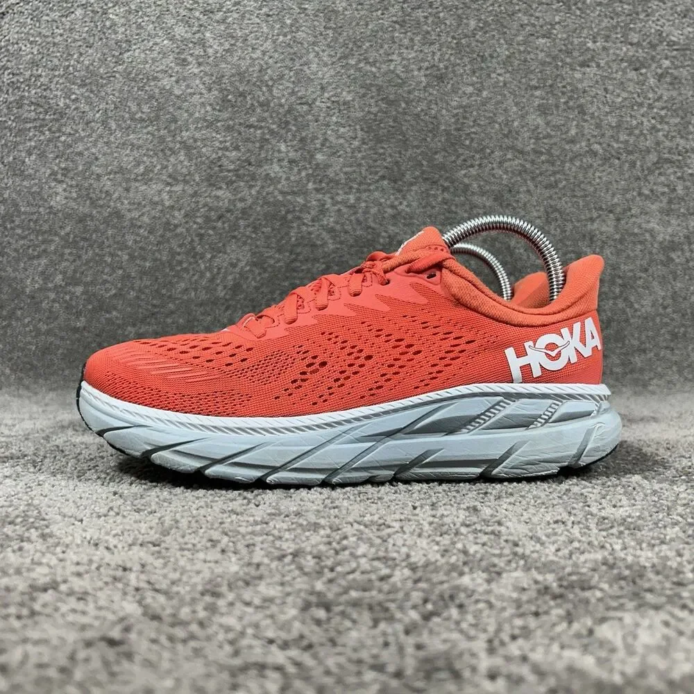 Hoka One One Clifton 7 1110509 HCWH Women’s Size 8.5 Coral White Running Shoes
